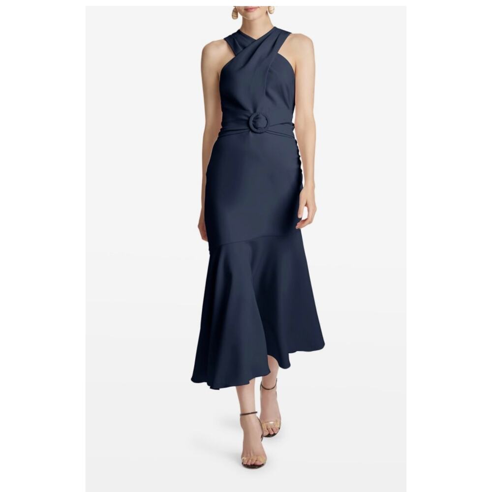 Sachin & Babi Naomi Halter Midi Dress Size 10 Midnight Navy NWT - Picture 2 of 10